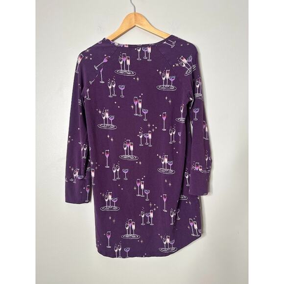 Soma Nightshirt Small Short Gown Pajama Nightgown Purple Wine Champagne Fun - Picture 3 of 5